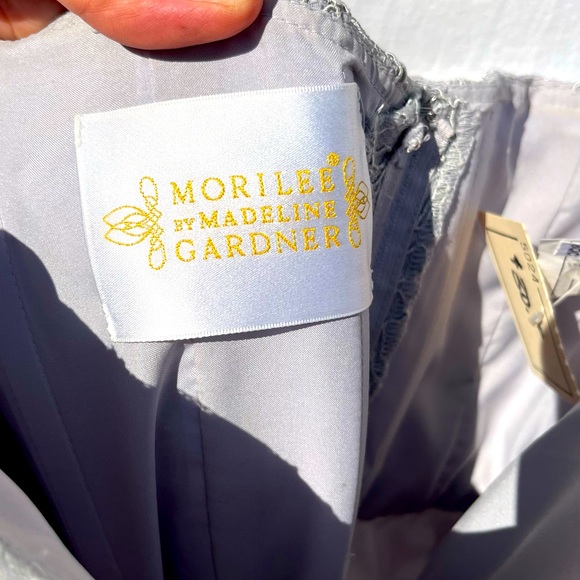 MoriLee bridesmaid/prom full length dress, lace bodice, strapless, chiffon skirt - Picture 6 of 9